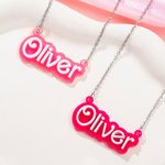 Personalized Pink and White Fashion Doll Acrylic Necklace with Name Christmas Birthday Valentine's Day Gift for Her