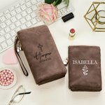 Personalized Cross Design Folded PU Leather Wristlet Wallet with Name and Card Holder Birthday Baptism Gift for Women Christians