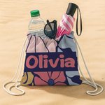 Personalised Danish Flower 2 in 1 Foldable Quick Dry Beach Towel All-in-One Bag with Name Beach Party Travel Birthday Gift for Women