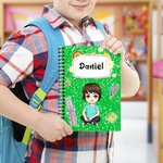 Cuaderno de espiral A5 personalizado con el nombre de un simpático estudiante de dibujos animados Regalo de vuelta al cole para niños y estudiantes