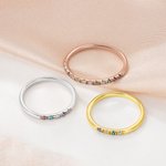 Gepersonaliseerde sierlijke 1-13 familie geboortestenen Sterling zilveren ring minimalistische sieraden Moederdag Verjaardagscadeau voor vrouwen