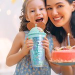 Personalised Ice Cream Biscuit Dome Lid Tumbler with Name and Straw Travel Essential Birthday Back to School Gift for Girls
