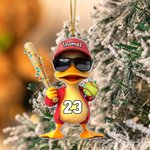 Personalized Funny Duck Acrylic Ornament with Name and Number Home Decor Birthday Gift for Baseball Softball Lovers
