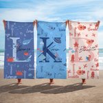 Asciugamano da spiaggia personalizzato con iniziale e nome oversize ad asciugatura rapida viaggio vacanze estive regalo per bambini e amici