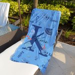Asciugamano da spiaggia personalizzato con iniziale e nome oversize ad asciugatura rapida viaggio vacanze estive regalo per bambini e amici