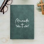 Personalized Line Cross PU Leather Notebook with Name and 200 Pages Recording Accessories Birthday Religious Baptism Gift for Christians