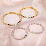 Personalizada 1-12 Familia Birthstones Elastic Beaded Pulsera Cumpleaños Día de la Madre Regalo para Mujer Mamá