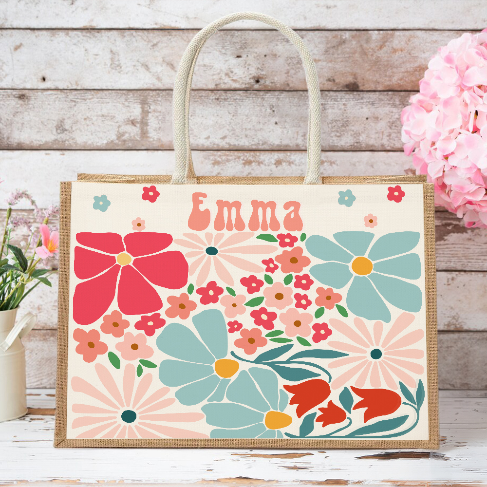 Sac écologique en toile de jute personnalisé avec nom Anniversaire Cadeau de mariage pour femmes