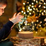 Luce notturna personalizzata a LED con testo e base in legno decorazione per la casa regalo di battesimo cresima o babyshower per bambini