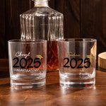 Personalised Class of 2025 Graduates Graduation Cap 10 oz Old Fashioned Whiskey Glass with Name Text and Year Graduation Gift for Graduates