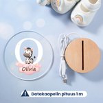 Personoitu LED yövalo tähti pilvi eläinteema puupohja lastenhuone sisustus syntymäpäivälahja baby shower lahja