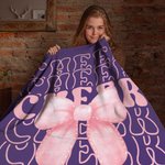 Personalized Cheer Pink Coquette Bow Soft Throw Blanket with Name Home Decor Birthday Team Gift for Cheerleaders Girls