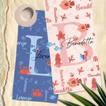 Asciugamano da spiaggia personalizzato con iniziale e nome oversize ad asciugatura rapida viaggio vacanze estive regalo per bambini e amici
