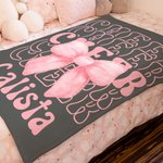 Personalized Cheer Pink Coquette Bow Soft Throw Blanket with Name Home Decor Birthday Team Gift for Cheerleaders Girls