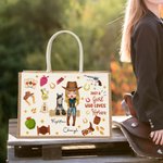 Henkilökohtainen Cowgirl hevonen elementti kestävä juutti Kangaskassi nimi suuri kapasiteetti Travel tarvikkeet syntymäpäivälahja naisille hevonen ystäville