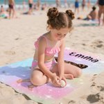 Personalised Shiny Fashion Cartoon Girl Quick Dry Oversized Beach Towel with Name Travel Essential Beach Party Gift for Girls Women