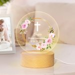 Luce notturna personalizzata a LED con testo e base in legno decorazione per la casa regalo di battesimo cresima o babyshower per bambini
