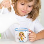 Henkilökohtainen kukka perhonen 3D sarjakuvahahmo Kannettava 12 oz emali kuppi nimi vuosipäivä syntymäpäivä lahja pojille tytöille