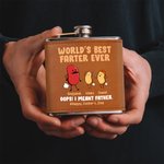 Personalized Cute Farting Bean 6 oz Stainless Steel Liquor Hip Flask with Leather Cover and 1-10 Kid Names Father's Day Birthday Gift for Drinkers Dad
