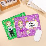 Personalised Cartoon Teacher Character Anti-Slip Mouse Pad with Name Teacher's Day Back to School Appreciation Gift for Teachers Educators