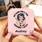 Personalized Retro Fashion Girl PU Leather Jewelry Box with Name Travel Essentials Birthday Anniversary Gift for Women
