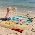 Toalla de playa de secado rápido con nombre Castillo de arena personalizado Personaje de dibujos animados para niños Regalo de cumpleaños esencial para niños Niñas
