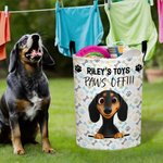 Personalised Cute Dog Name Waterproof Laundry Storage Basket with Handle Birthday Housewarming Gift for Pet Lover