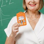 Personalised Cartoon Character Clipart Teach ID Badge Holder with Name and Lanyard Office Back to School Teacher's Day Gift for Educator