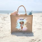 Henkilökohtainen kiiltävä muoti sarjakuva tyttö suuri Juutti Kangaskassi nimi rannalla loma tarvikkeet syntymäpäivälahja tytöille naiset