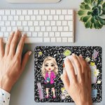 Personalised Cartoon Teacher Character Anti-Slip Mouse Pad with Name Teacher's Day Back to School Appreciation Gift for Teachers Educators