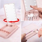 Set de Brochas de Maquillaje Personalizadas de Dibujos Animados Retro para Niña con Nombre y Espejo LED Esenciales de Viaje Regalo de Cumpleaños para Ella