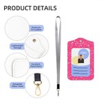 Personalised Cartoon Character Clipart Teach ID Badge Holder with Name and Lanyard Office Back to School Teacher's Day Gift for Educator