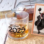Personalised Class of 2025 Graduates Graduation Cap 10 oz Old Fashioned Whiskey Glass with Name Text and Year Graduation Gift for Graduates