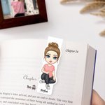 Segnalibro magnetico personalizzato con nome e personaggio in stile cartone animato aiutante delle letture regalo di compleanno per amanti dei libri