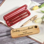 Personalized Engraved Inspiring Quote Wooden Ballpoint Pen and Case Set with Text Birthday Appreciation Back to School Gift for Teacher Colleague