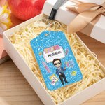 Personalised Cartoon Character Clipart Teach ID Badge Holder with Name and Lanyard Office Back to School Teacher's Day Gift for Educator