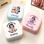 Personalized Retro Fashion Girl PU Leather Jewelry Box with Name Travel Essentials Birthday Anniversary Gift for Women