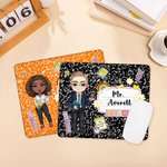 Personalised Cartoon Teacher Character Anti-Slip Mouse Pad with Name Teacher's Day Back to School Appreciation Gift for Teachers Educators