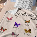 Personalisierte Großmutters Garten Weiche Decke mit Geburtsblumen Schmetterling 1-10 Namen Muttertag Geburtstag Geschenk für Mama Oma