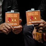 Personalized Cute Farting Bean 6 oz Stainless Steel Liquor Hip Flask with Leather Cover and 1-10 Kid Names Father's Day Birthday Gift for Drinkers Dad