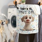 Personalised Cute Dog Name Waterproof Laundry Storage Basket with Handle Birthday Housewarming Gift for Pet Lover