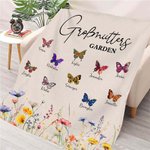 Personalisierte Großmutters Garten Weiche Decke mit Geburtsblumen Schmetterling 1-10 Namen Muttertag Geburtstag Geschenk für Mama Oma