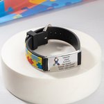 Pulsera médica personalizada con nombre grabado pulsera de concienciación sobre el autismo regalo de vuelta al cole o cumpleaños para niños y adultos