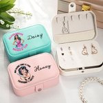 Personalized Retro Fashion Girl PU Leather Jewelry Box with Name Travel Essentials Birthday Anniversary Gift for Women