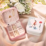 Henkilökohtainen sarjakuva luistelu tyttö syntymä kukka PU nahka korut laatikko nimi Travel Essentials syntymäpäivä peli päivä lahja naisille