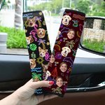 Gepersonaliseerd Gezichtsfoto Fluorescerend Ontwerp 2 Stuks Gordel Schouderkussen met Haak en Lus Verjaardagscadeau voor Familie Vrienden Huisdierbezitters