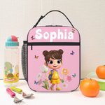 Personalized Cute 3D Cartoon Character Flower Multicolor Portable Insulated Lunch Bag with Name Back to School Birthday Gift for Boys Girls