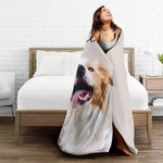 Personalized Cute Oil-Painting Effect Pet Photo Soft Blanket with Name Birthday Housewarming Gift for Pet Lover