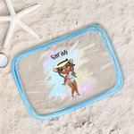 Sac Cosmétique Transparent Personalisé avec Nom et Personnage Cartoon Accessoire Estival de Vacances Cadeau pour Femme Fille