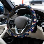 Personalisierte fluoreszierende Flamingo Kokosnuss Baum Anti-Rutsch-Auto-Lenkrad-Abdeckung mit 1-3 Haustier Fotos Autozubehör Geburtstagsgeschenk für Autobesitzer